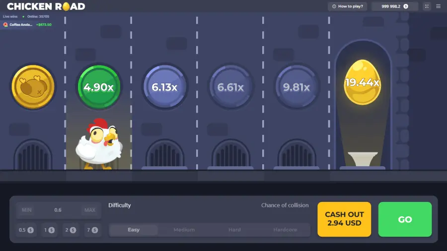 Chicken Road InOut Games &mdash; lineaire crash RTP 98% cap 20 000× bij Kakadu