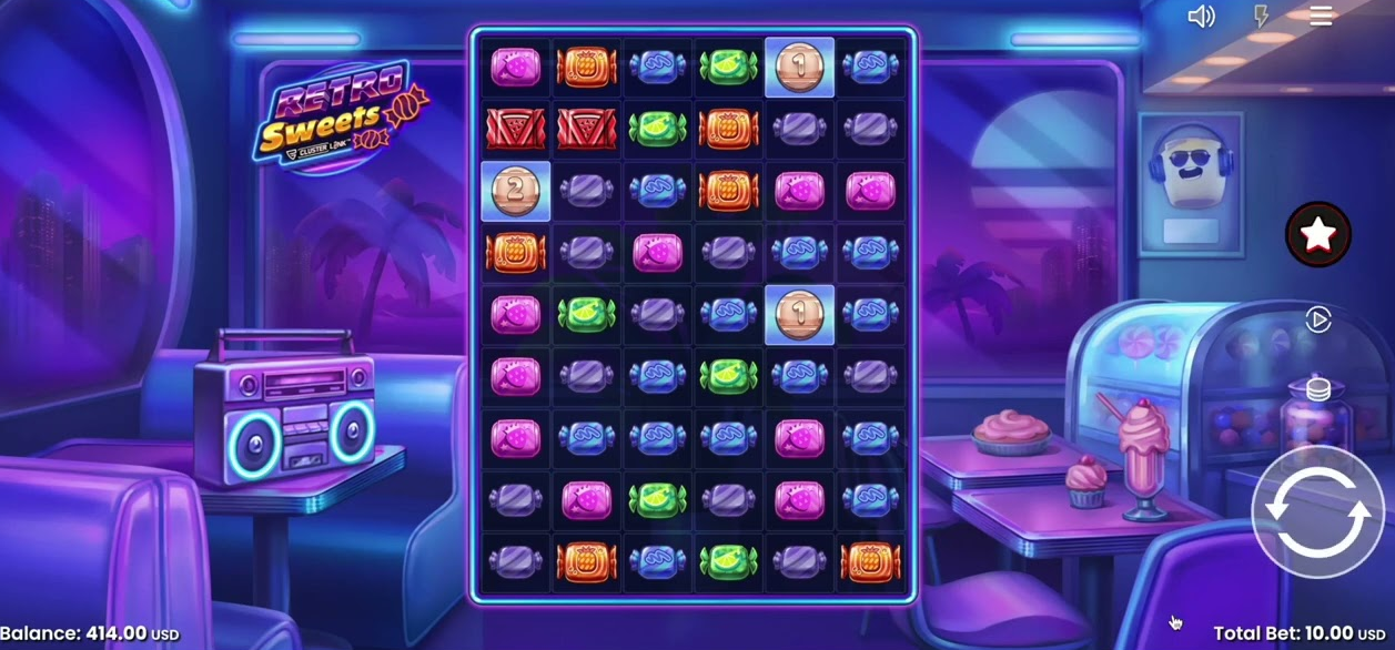 Retro Sweets BGaming &mdash; cascading fruit-reel bij Kakadu